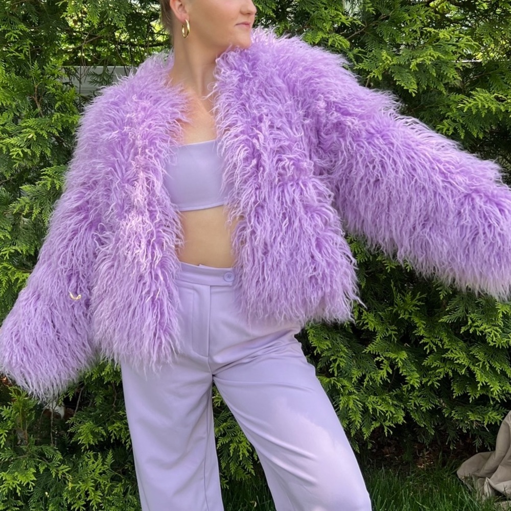 Lavender Fluffy Faux Fur Jacket - ERAS TOUR